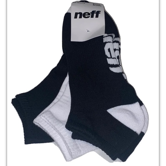 Neff No Show Socks 3 Pair Men’s 6.5-12 Black White w Logo Skate BMX Ride NEW! - Picture 6 of 11